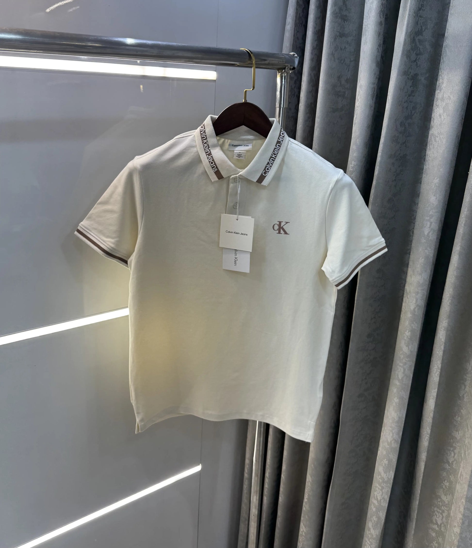 Calvin  Klein Cream Premium Polo T-Shirt
