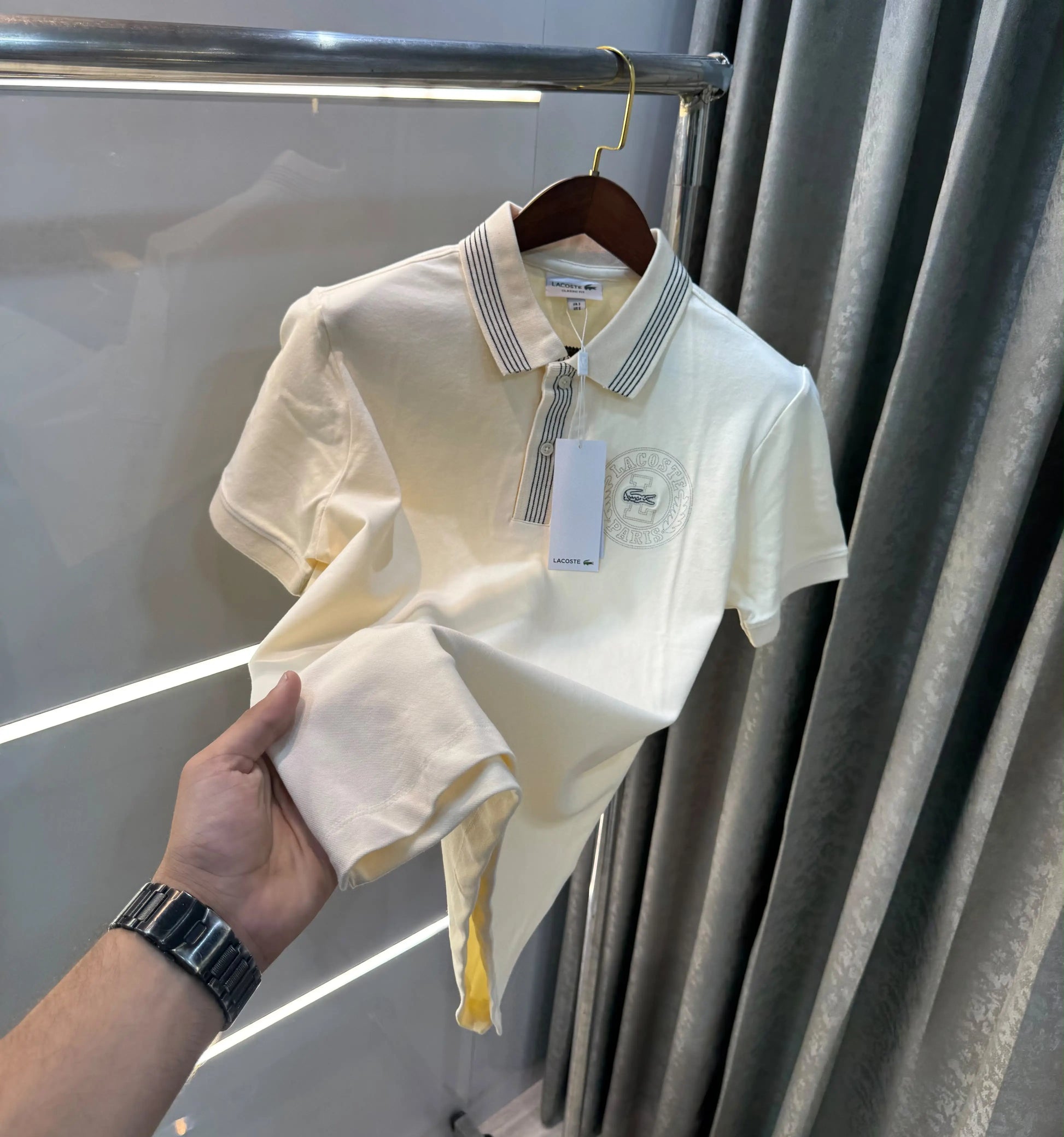 Lacost e Cream Logo Work Premium Polo T-Shirt
