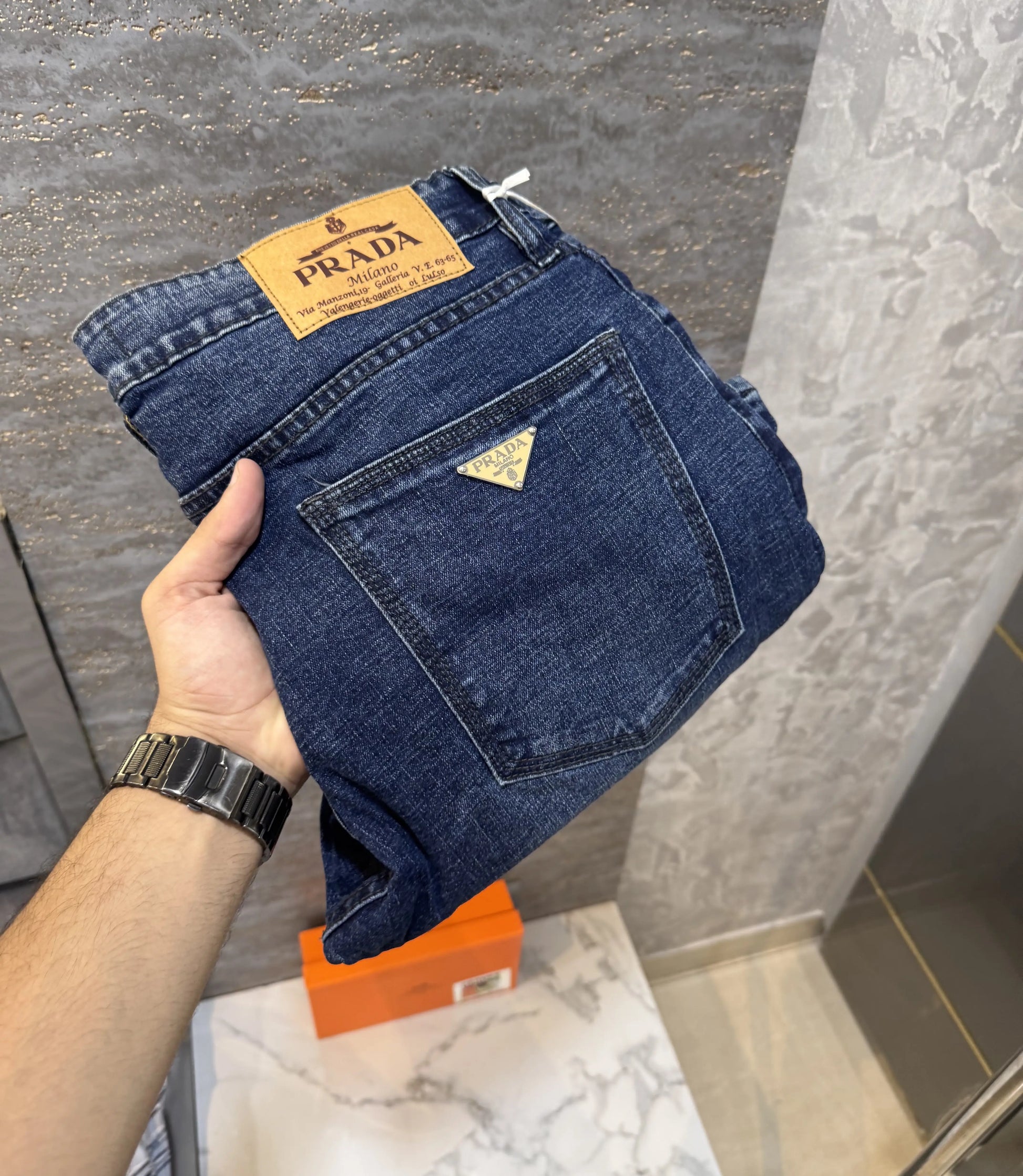 Prad a Milano Dark Blue Shade Imported Denim