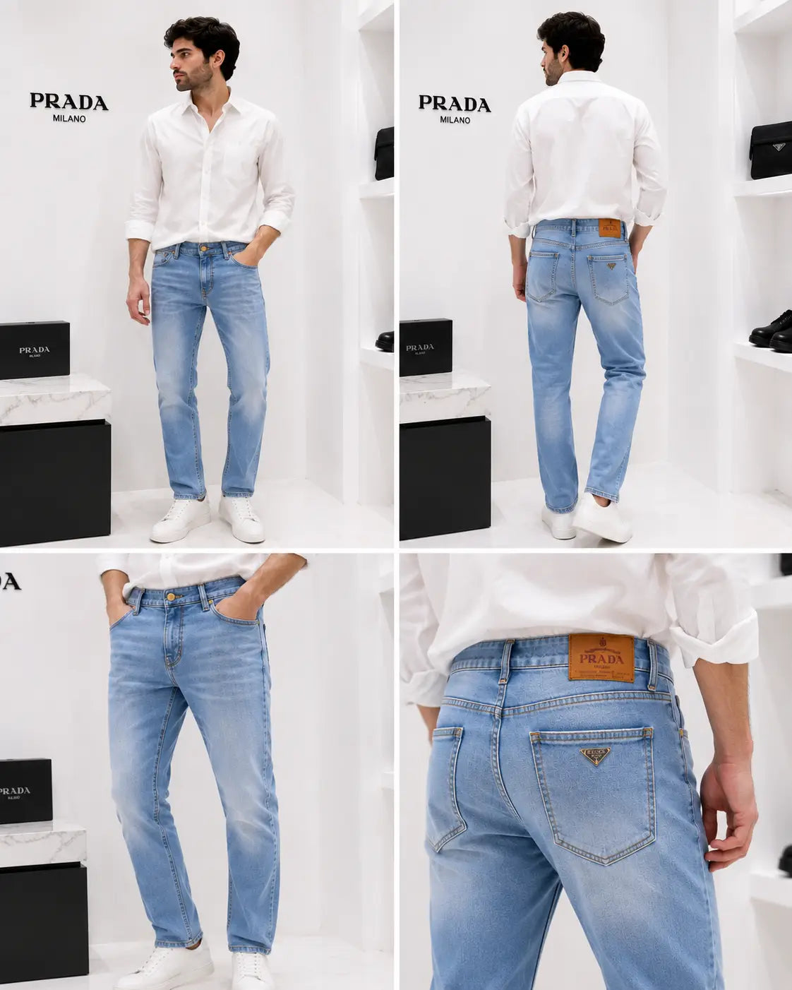Prad a Milano Sky Blue Shade Imported Denim