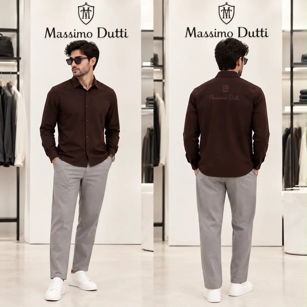 Massimo Dutti Brown Grey Italian Imported Combo