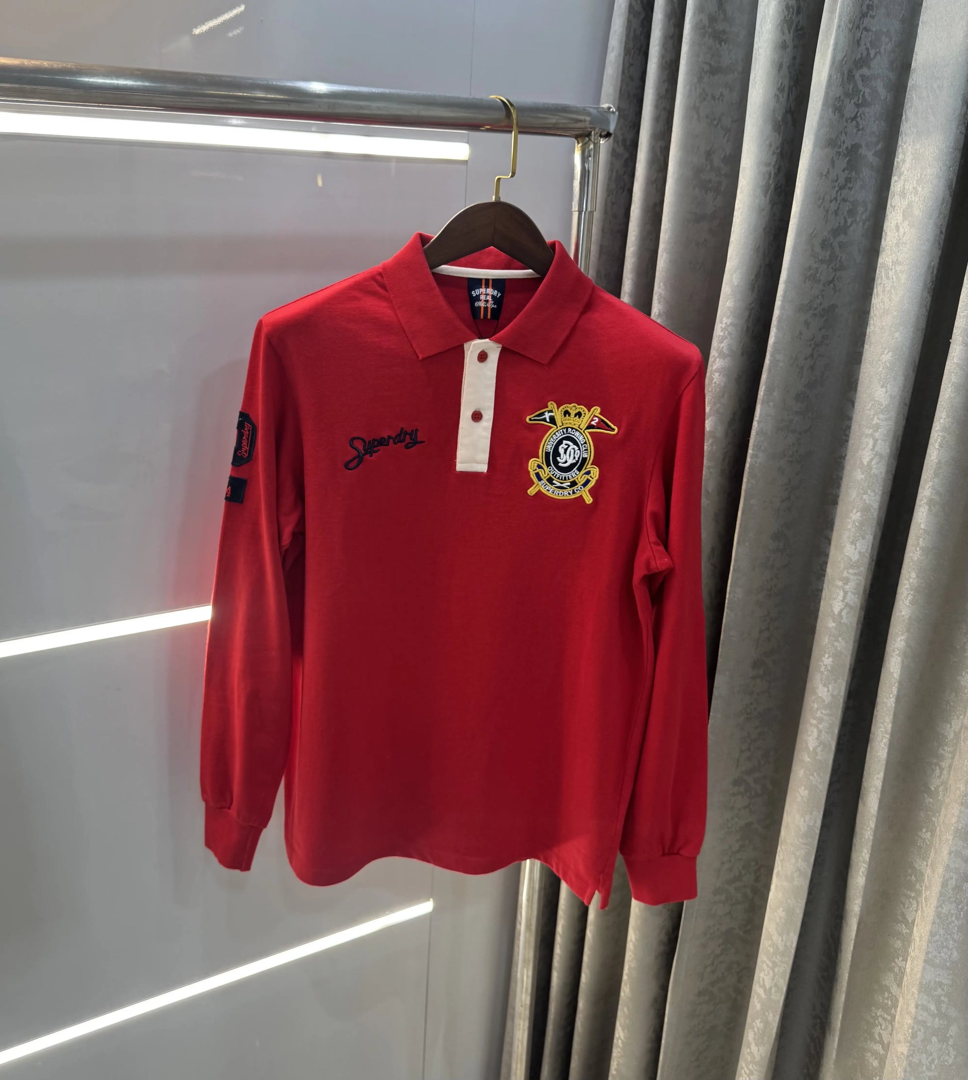 Superdr y Red Logo Work Premium Full Sleeve Polo T-Shirt